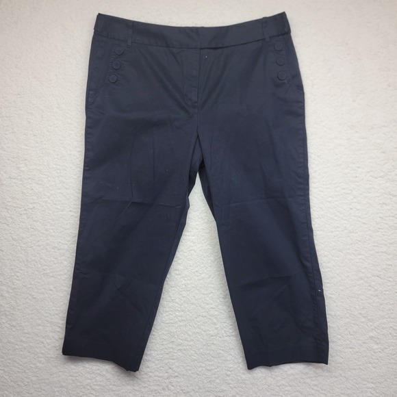 Talbots Pants - Talbots Womens Navy Blue Cropped Capri Pants Stretch Size 14